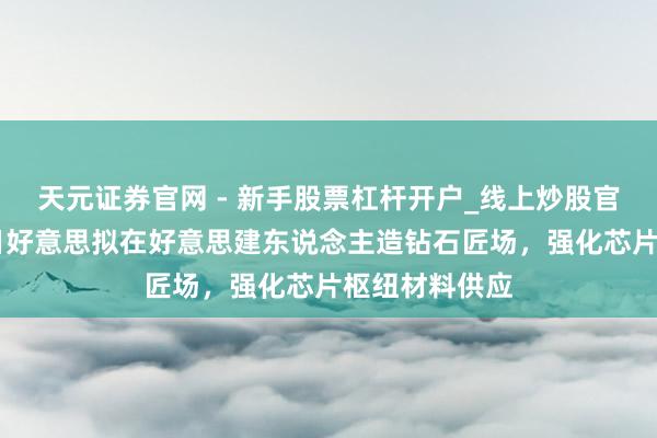 天元证券官网 - 新手股票杠杆开户_线上炒股官网配资注册 日好意思拟在好意思建东说念主造钻石匠场，强化芯片枢纽材料供应