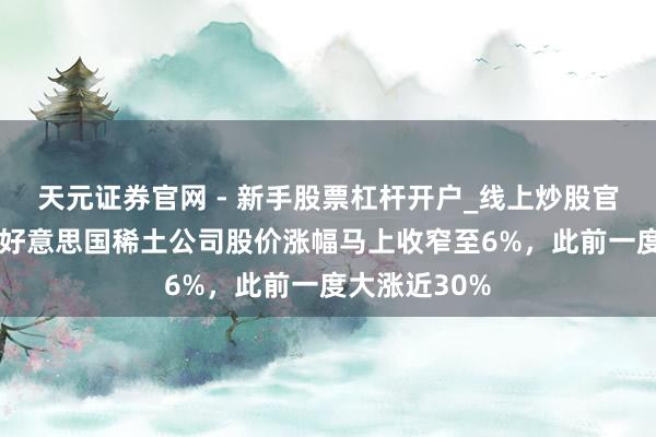 天元证券官网 - 新手股票杠杆开户_线上炒股官网配资注册 好意思国稀土公司股价涨幅马上收窄至6%，此前一度大涨近30%