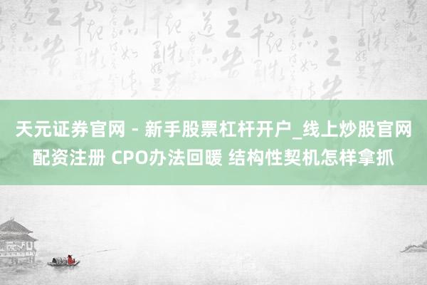 天元证券官网 - 新手股票杠杆开户_线上炒股官网配资注册 CPO办法回暖 结构性契机怎样拿抓