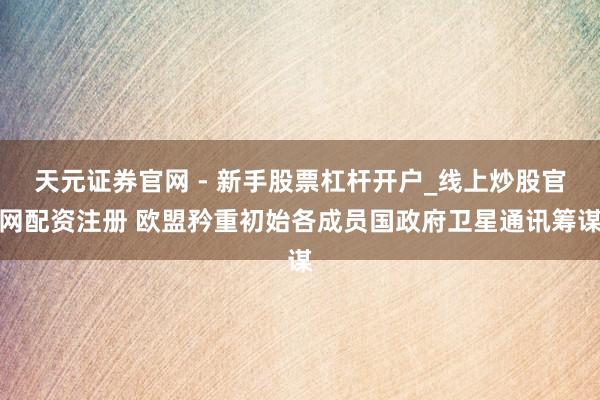 天元证券官网 - 新手股票杠杆开户_线上炒股官网配资注册 欧盟矜重初始各成员国政府卫星通讯筹谋