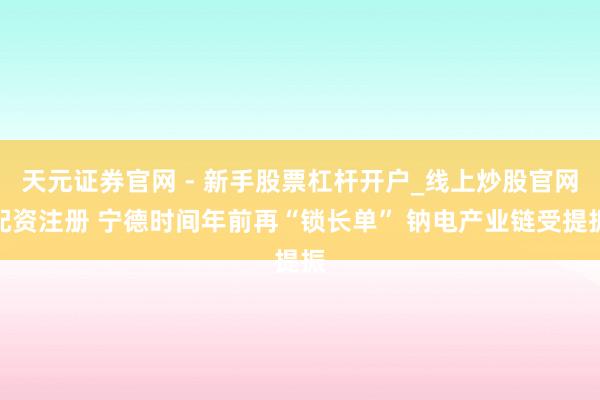 天元证券官网 - 新手股票杠杆开户_线上炒股官网配资注册 宁德时间年前再“锁长单” 钠电产业链受提振