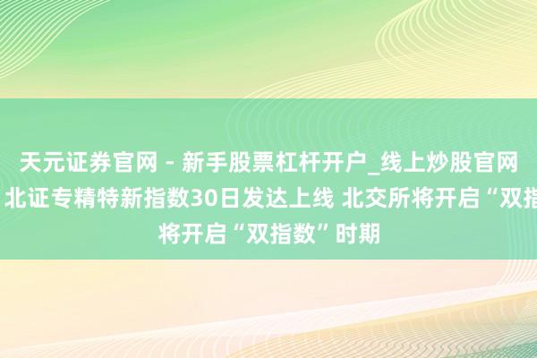 天元证券官网 - 新手股票杠杆开户_线上炒股官网配资注册 北证专精特新指数30日发达上线 北交所将开启“双指数”时期