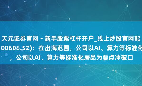 天元证券官网 - 新手股票杠杆开户_线上炒股官网配资注册 念念特奇(300608.SZ)：在出海范围，公司以AI、算力等标准化居品为要点冲破口
