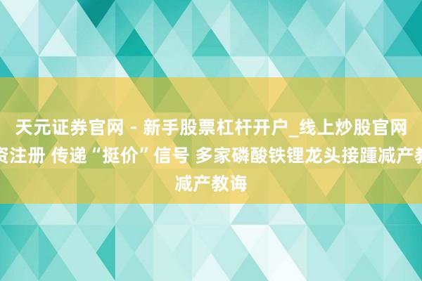 天元证券官网 - 新手股票杠杆开户_线上炒股官网配资注册 传递“挺价”信号 多家磷酸铁锂龙头接踵减产教诲