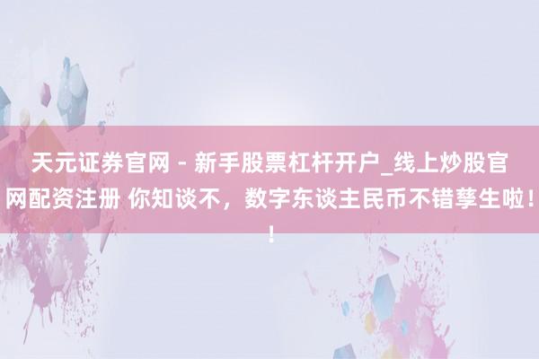 天元证券官网 - 新手股票杠杆开户_线上炒股官网配资注册 你知谈不，数字东谈主民币不错孳生啦！