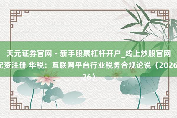 天元证券官网 - 新手股票杠杆开户_线上炒股官网配资注册 华税：互联网平台行业税务合规论说（2026）