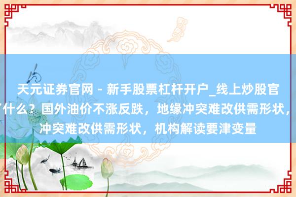 天元证券官网 - 新手股票杠杆开户_线上炒股官网配资注册 发生了什么？国外油价不涨反跌，地缘冲突难改供需形状，机构解读要津变量