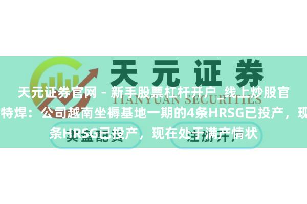 天元证券官网 - 新手股票杠杆开户_线上炒股官网配资注册 博盈特焊：公司越南坐褥基地一期的4条HRSG已投产，现在处于满产情状