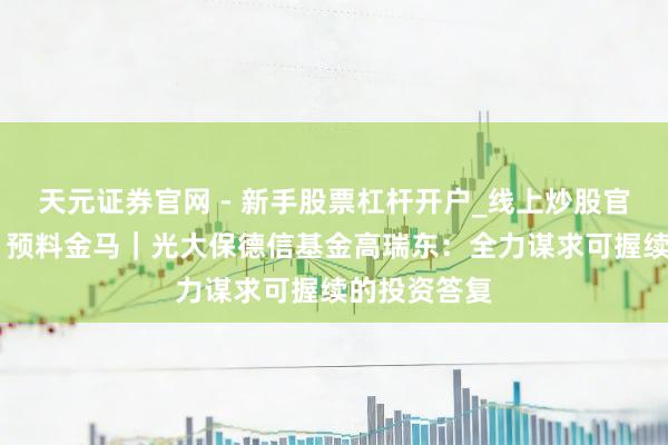 天元证券官网 - 新手股票杠杆开户_线上炒股官网配资注册 预料金马｜光大保德信基金高瑞东：全力谋求可握续的投资答复