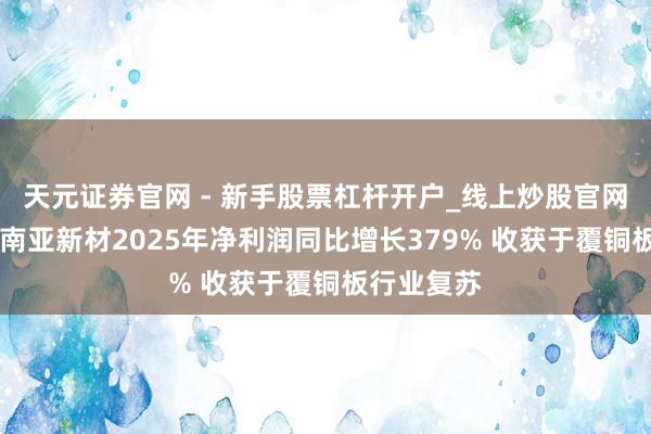 天元证券官网 - 新手股票杠杆开户_线上炒股官网配资注册 南亚新材2025年净利润同比增长379% 收获于覆铜板行业复苏