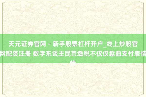 天元证券官网 - 新手股票杠杆开户_线上炒股官网配资注册 数字东谈主民币缴税不仅仅鬈曲支付表情