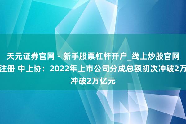 天元证券官网 - 新手股票杠杆开户_线上炒股官网配资注册 中上协：2022年上市公司分成总额初次冲破2万亿元