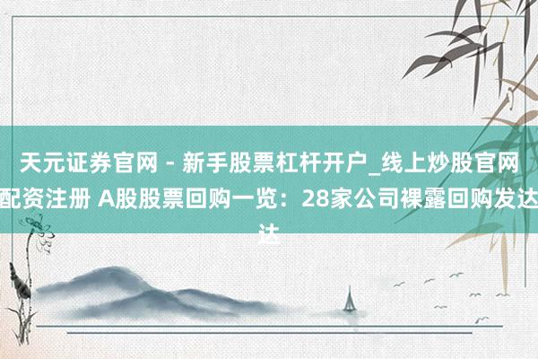 天元证券官网 - 新手股票杠杆开户_线上炒股官网配资注册 A股股票回购一览：28家公司裸露回购发达