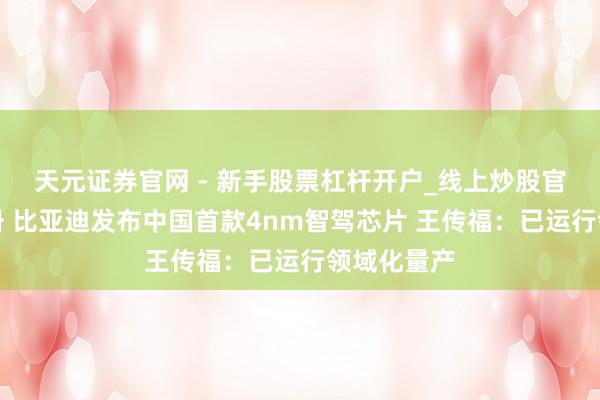 天元证券官网 - 新手股票杠杆开户_线上炒股官网配资注册 比亚迪发布中国首款4nm智驾芯片 王传福：已运行领域化量产