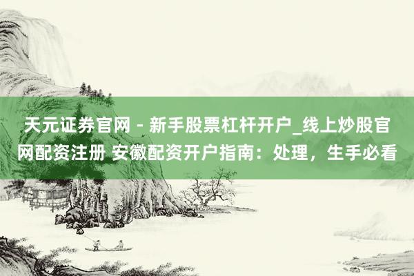 天元证券官网 - 新手股票杠杆开户_线上炒股官网配资注册 安徽配资开户指南：处理，生手必看