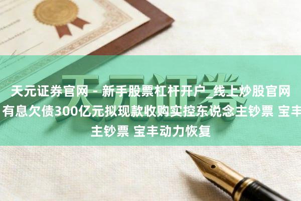天元证券官网 - 新手股票杠杆开户_线上炒股官网配资注册 有息欠债300亿元拟现款收购实控东说念主钞票 宝丰动力恢复