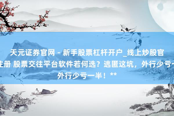 天元证券官网 - 新手股票杠杆开户_线上炒股官网配资注册 股票交往平台软件若何选？逃匿这坑，外行少亏一半！**