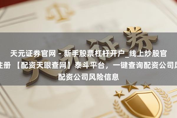 天元证券官网 - 新手股票杠杆开户_线上炒股官网配资注册 【配资天眼查网】泰斗平台，一键查询配资公司风险信息
